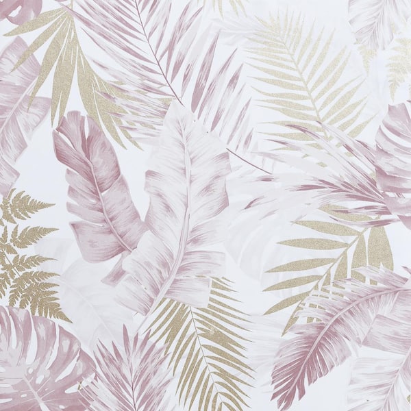 ARTISTICK Soft Tropical Blush and Gold Peel and Stick Non-Woven Paper Wallpaper
