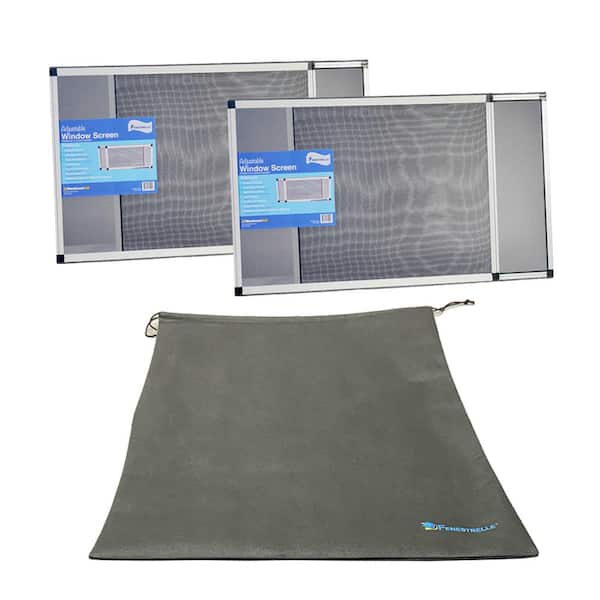 Fenestrelle 20 in. X 28 in. Two Expandable Fiberglass Window Screens and Storage Bag, Adjustable to Vertical or Horizontal Openings