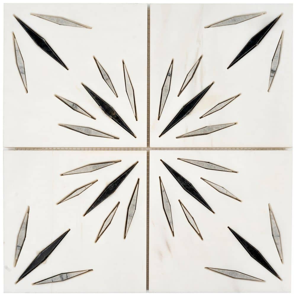 Artisana 12x12 in. Honed Dolomite, Ice Grey, Ania Black Starburst Mosaic Wall and Floor Tile (5 sq ft/case, 5-Pack) price history on PriceWatchPro