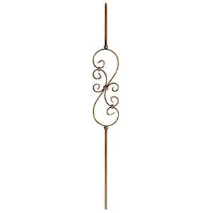 44 in. x 1/2 in. Oil Rubbed Bronze Small Scroll Hollow Iron Baluster