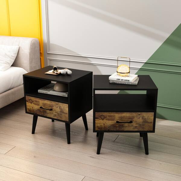 Wick Design Vintage Bronze Square Side Table With Storage - Wick Design