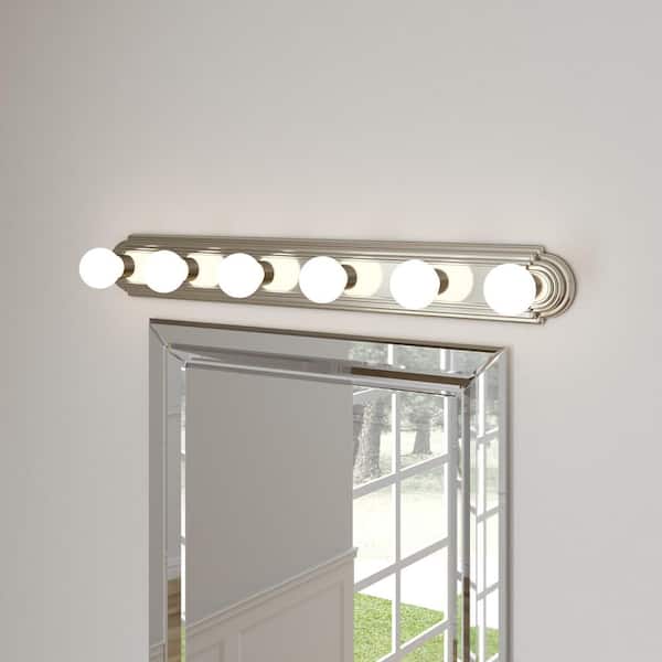 Broadway Collection 6-Light Brushed Nickel Traditional Bath Vanity Light