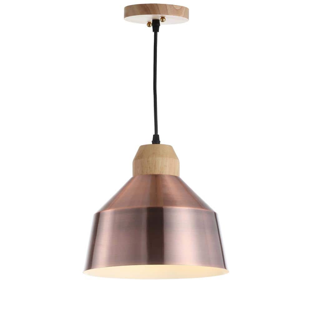 Adjustable Contemporary Copper Pendant with Light Brown Accents