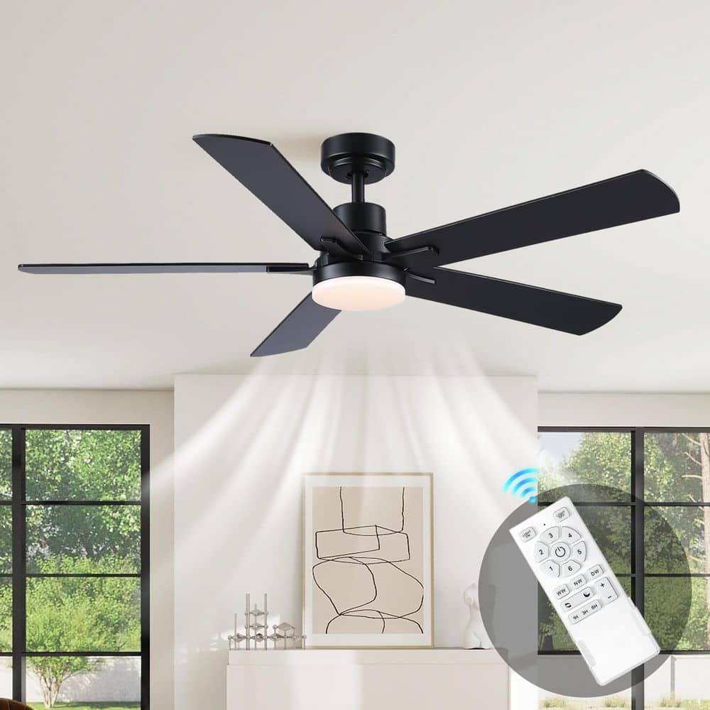 52 in. Black Downrod Mount Low Profile Ceiling Fan with Light Included with Remote price history on PriceWatchPro
