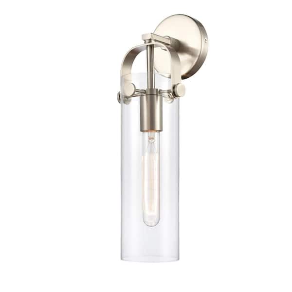Innovations Pilaster 1-Light Satin Nickel Wall Sconce with Clear Glass Shade
