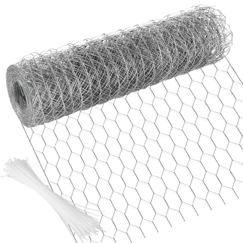 13.7 in. x 393.7 in. Hexagonal Galvanized Wire Netting for Pet Rabbit Chicken Fencing with 100 Cable Zip Ties, Silver price history on PriceWatchPro