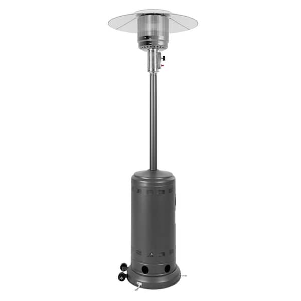Metal Sparkling Gray Propane Gas Outdoor Heater with Wheels, ETL Certified