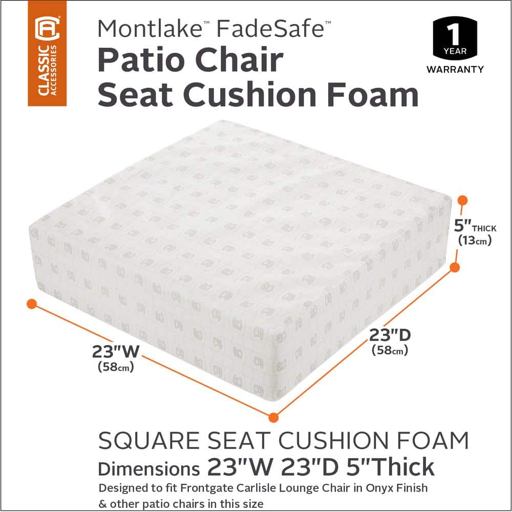 White High-Density Foam Square Patio Lounge Cushion