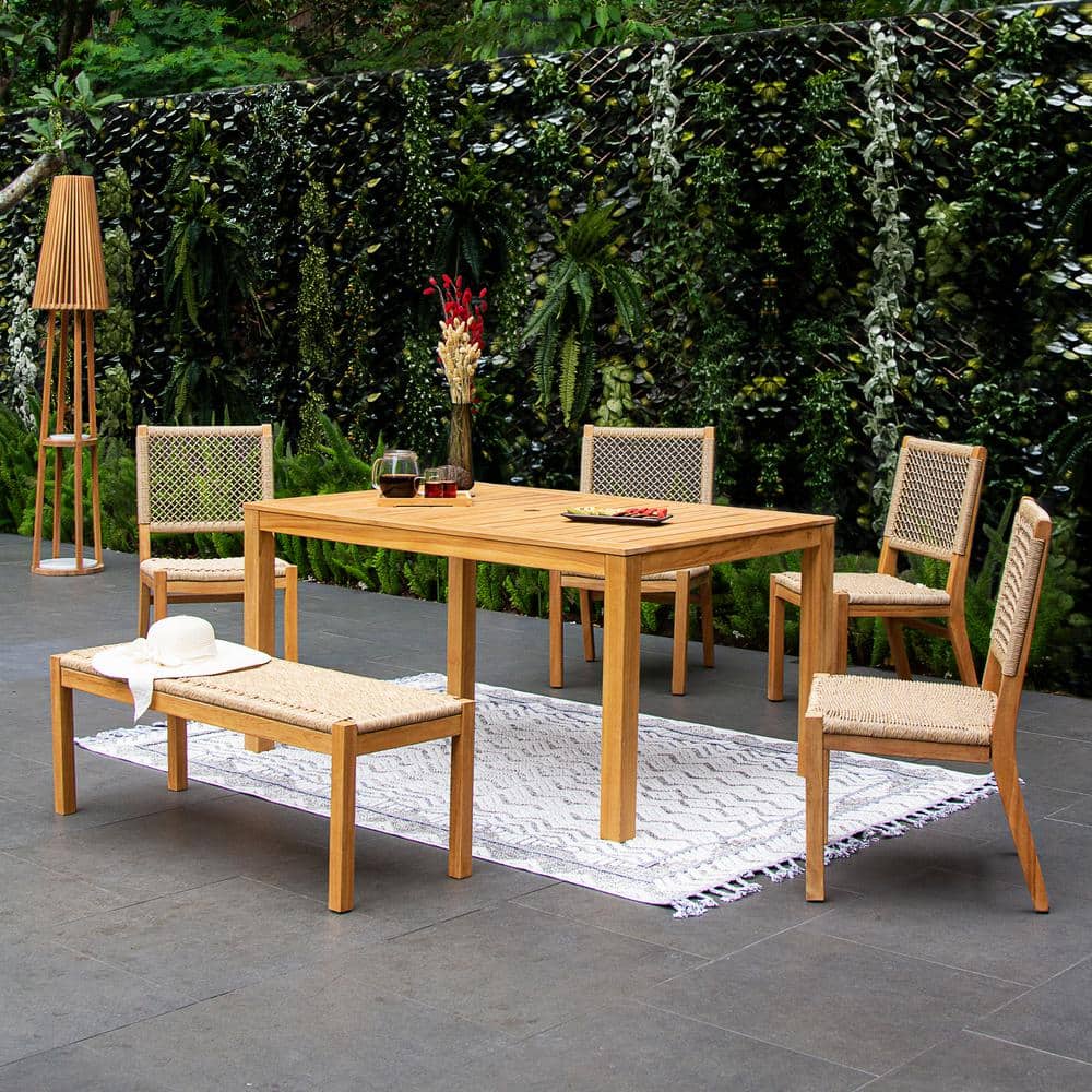 Paxton 6-Piece Teak Outdoor Dining Set with Honey Twist Wicker price history on PriceWatchPro
