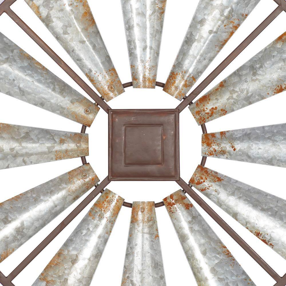Silver Distressed Galvanized Metal Windmill Wall Sculpture