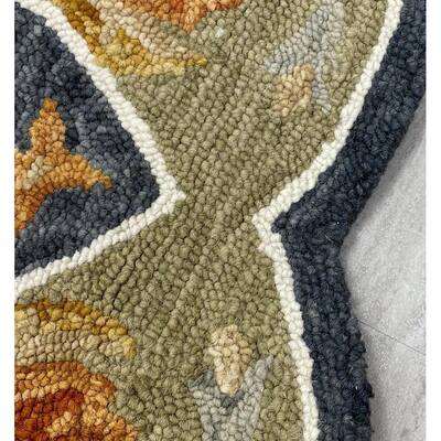 Zeno Gray 7 ft. 3 in. Flower Oriental Medallion Wool Area Rug