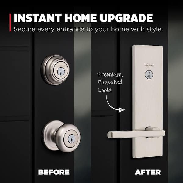 Kwikset Halifax Satin Brass Keyed Entry Set Single Cylinder Door