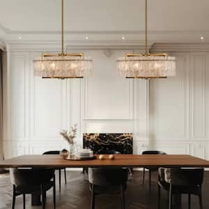 6-Light Gold 25.6in Modern Glass Shade Chandelier for Dining Room