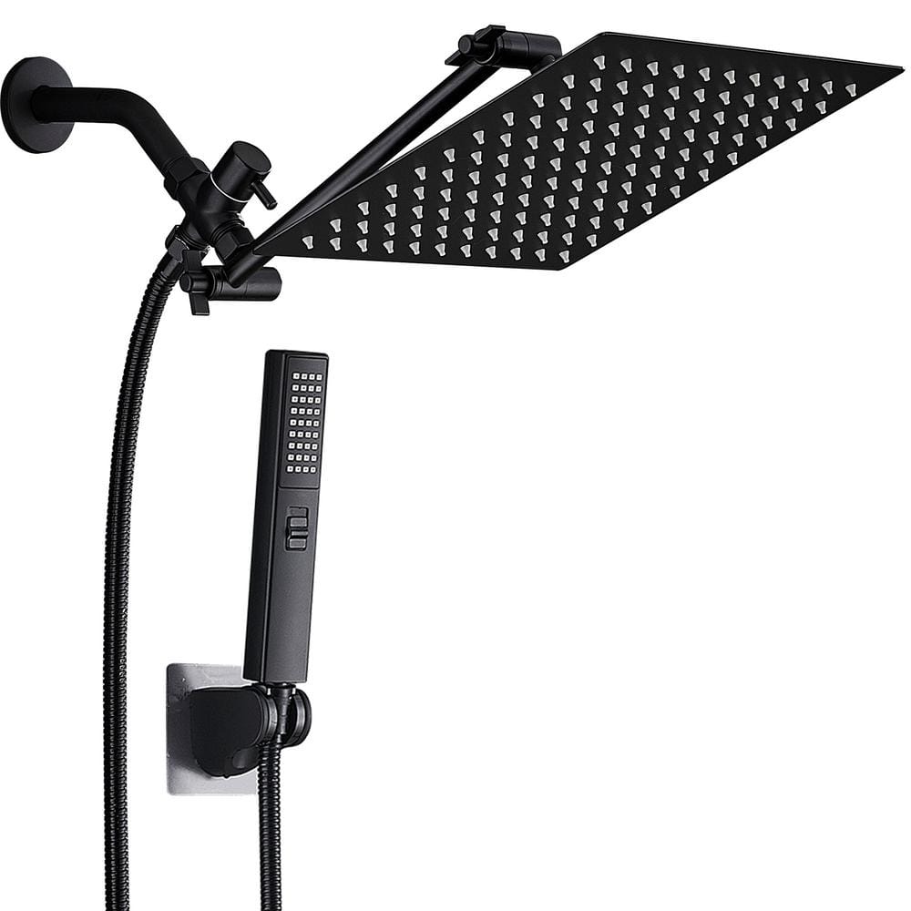 10 in. 3-Spray Settings Wall Mount Handheld Shower Head 2.5 GPM with 180° 