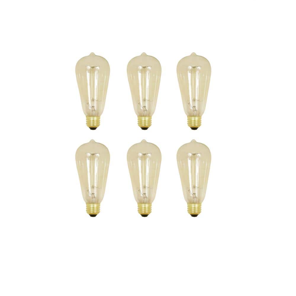 4 Pack Candex Vintage Filament LED ST19 Edison Style Amber Glass Bulb 6W Dimmable 2200K Warm Glow 60W Equivalent E26 Medium Base 