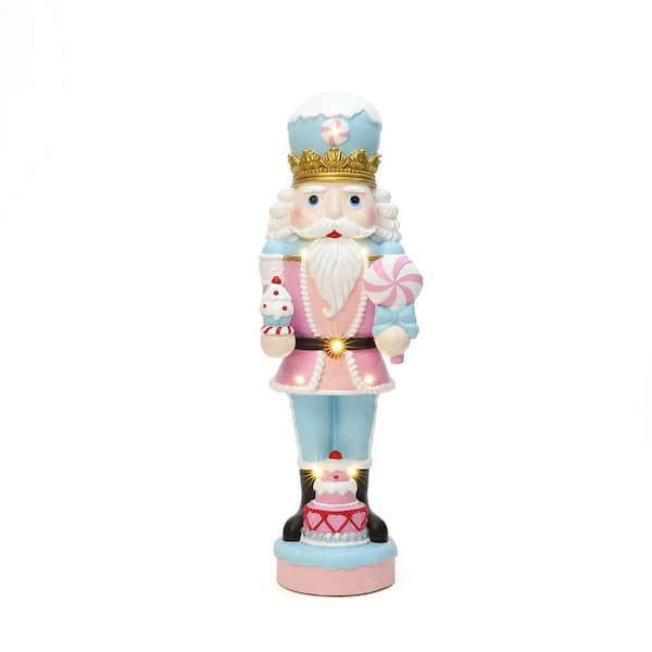 48.43 in. Lighted Nutcracker Pink Soldier with Cake, Battery Operated Christmas Decoration