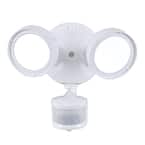 180° White Motion Activated Sensor Twin-Head Round Outdoor Integrated LED Security Flood Light