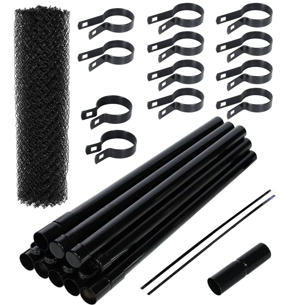 6 ft. x 50 ft. 9.5 AW Gauge - Black Galvanized Steel Chain Link Fence - Com