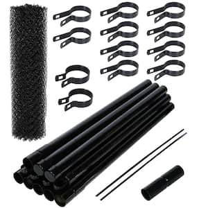 6 ft. x 50 ft. 9.5 AW Gauge - Black Galvanized Steel Chain Link Fence - Complete Kit