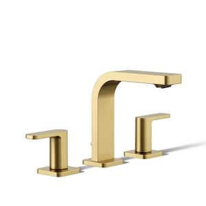 Parallel Double Handle 1.2 Gpm Widespread Bathroom Sink Faucet in Vibrant Brushed Moderne Brass