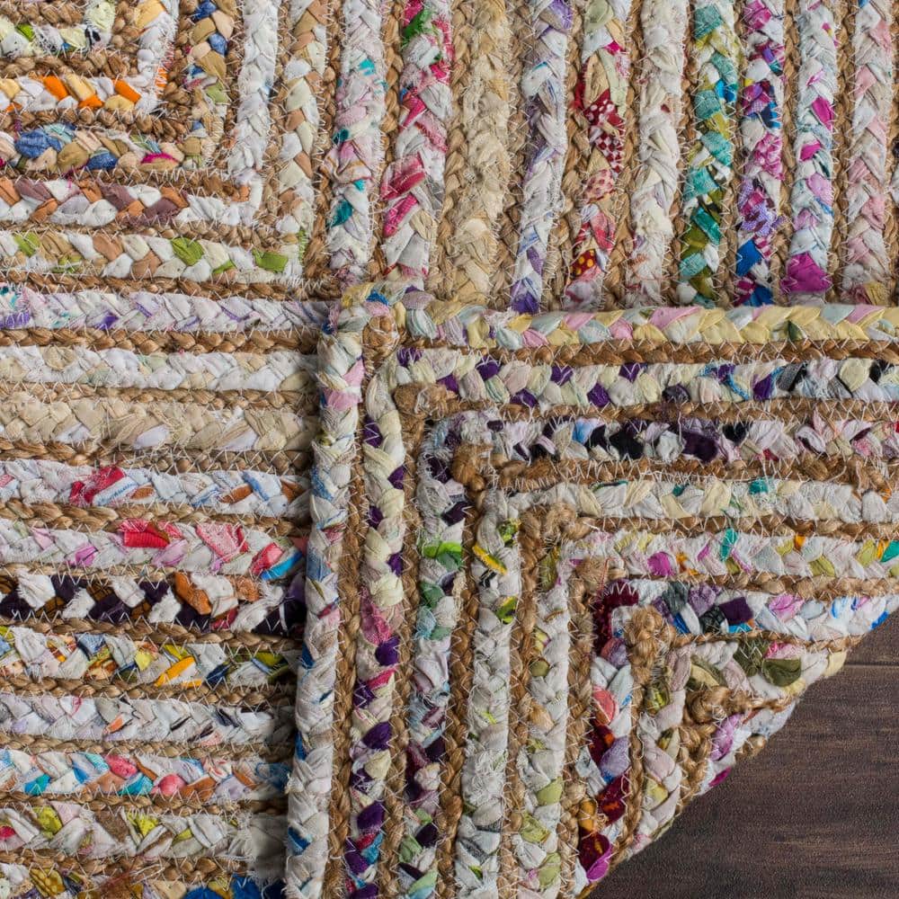 Boho-Chic Cape Cod Hand-Knotted Cotton Area Rug, 6' x 9', Beige/Multi