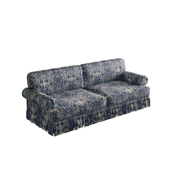74 in. Elegant Rolled Arm Oxford Fabric Rectangle 3-Seater Sofa in