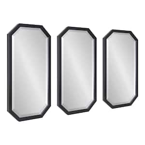 Laverty 24 in. x 12 in. Classic Octagon Framed Black Wall Mirror (Set of 3)