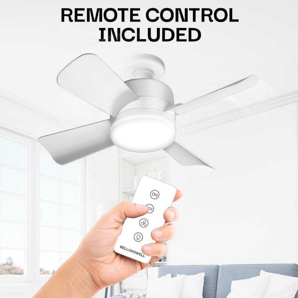 15.7 in. Indoor White Ceiling Fan with Remote, LED Light, Socket