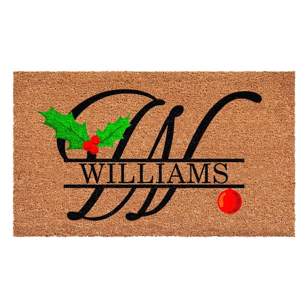 Christmas Holly 48 in. x 30 in. Coir Monogrammed Letter W Door Mat price history on PriceWatchPro