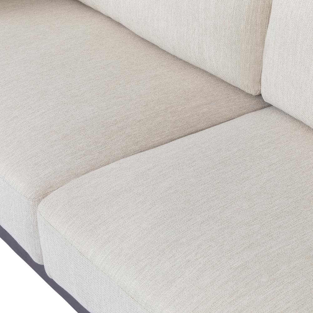 Beige Polyester & Dark Walnut 3-Seater Lawson Sofa