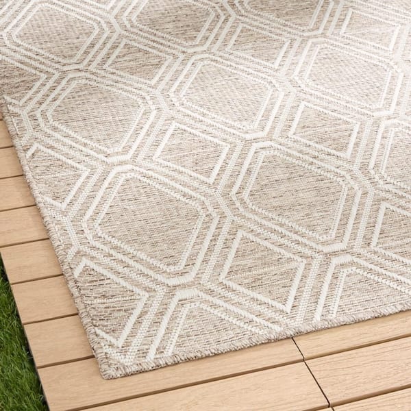 Corin Diamond Taupe Indoor/Outdoor 5 ft. x 7 ft. Polypropylene Area Rug