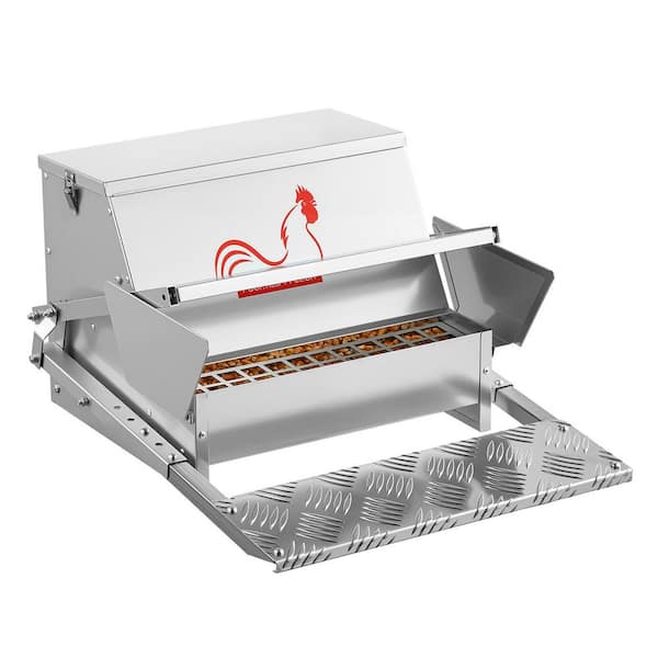 Automatic Chicken Feeder, 16.7 x 18.9-21.3 x11. 0 in. Galvanized Steel Construction, Poultry Feeder, Greenhouse