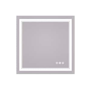 30 in. W x 30 in. H Rectangular Frameless LED Light Anti-Fog Wall Bathroom Vanity Mirror with Frontlit and Backlit