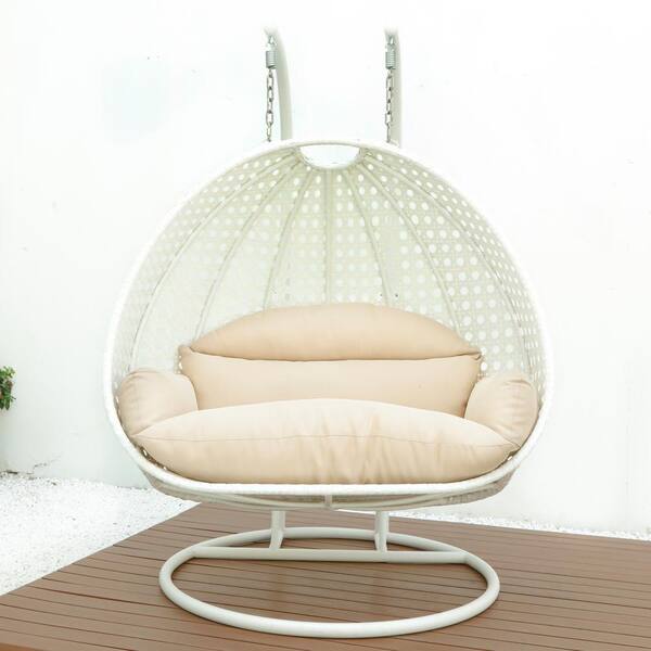 white wicker hanging chair