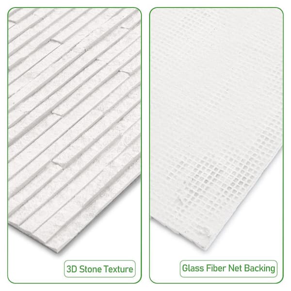 Quartizite Panel 22.8 in. x 11.4 in. Matte White Natural Clay Flexible Stone Slate Wall Tile (10.8 sq. ft. /Case)