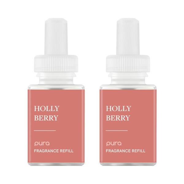 Pura Holly Berry - Seasonal Home Fragrance Refill for Smart Fragrance Diffusers - Up to 120-Hours Per Vial - 2 Pack - Red