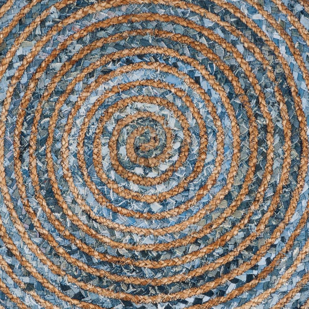 Cape Cod Round Blue and Beige Cotton Rug