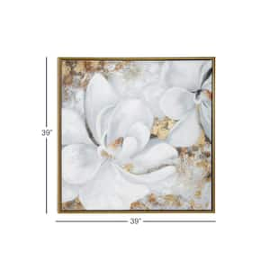 1- Panel Floral Handmade Framed Wall Art with Gold Frame 40 in. x 40 in.