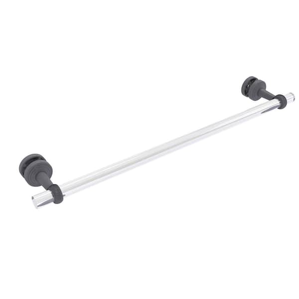 Allied Brass Pacific Beach Collection 24 in. Over-the-door Single Towel Bar in Matte Gray with Twisted Accents