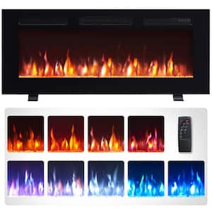 40 in. Freestanding and Wall Mounted Electric Fireplace in Black with Multi Color Flame