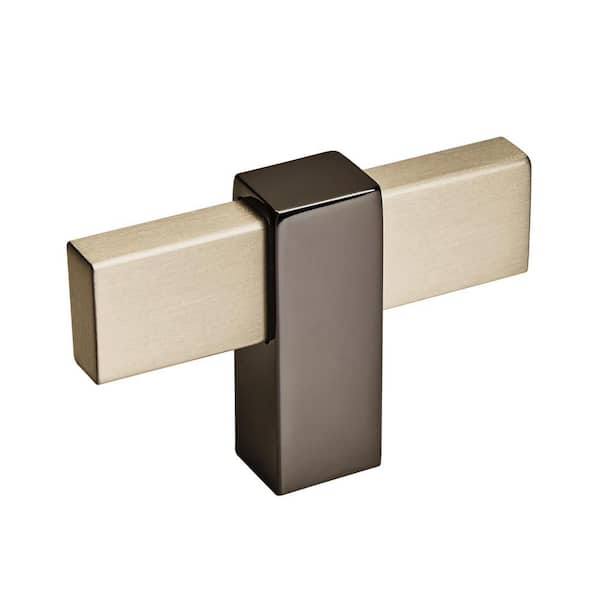 Mulino 2-3/8 in. (60mm) Modern Silver Champagne/Black Nickel Bar Cabinet Knob