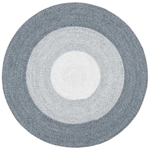 Braided Dark Gray/Ivory 9 ft. x 9 ft. Round Solid Area Rug