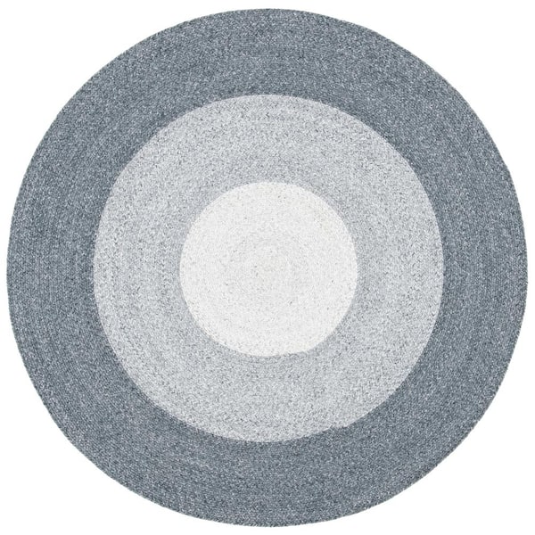 SAFAVIEH Braided Dark Gray/Ivory 9 ft. x 9 ft. Round Solid Area Rug