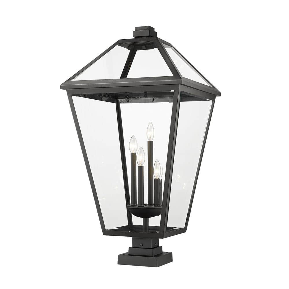 Talbot 36 .75 in. 4-Light Black Metal Hardwired Outdoor Weather Resistant P