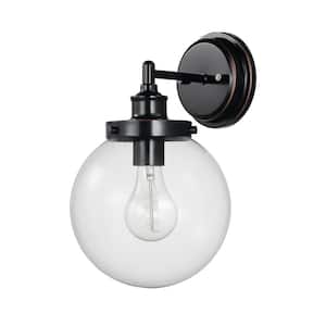 Milan 7.76 in. 1-Light Oil Rubbed Bronze Vanity Light with Clear Glass Shades, Vintage Edison Incandescent Bulb Included