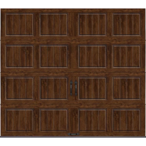Clopay Gallery Steel Short Panel 8 ft x 7 ft Insulated 6.5 R-Value Wood Look Walnut Garage Door without Windows