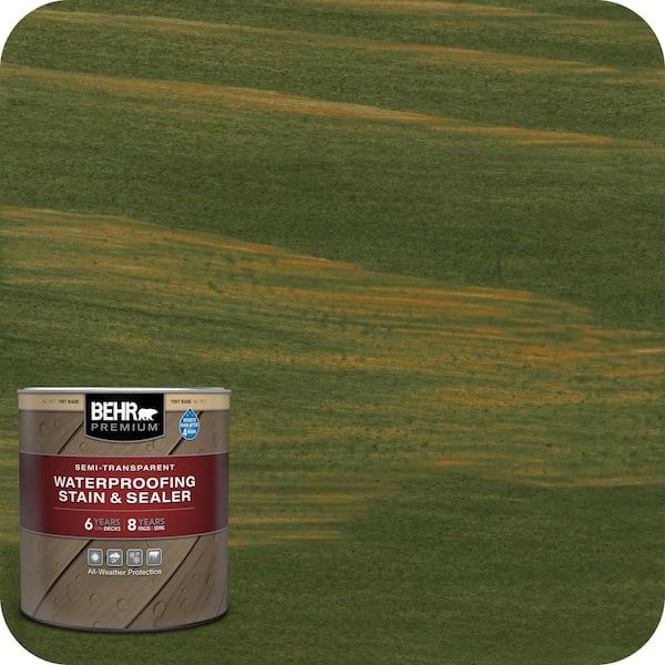 1 qt. #ST-120 Ponderosa Green Semi-Transparent Waterproofing Exterior Wood Stain and Sealer