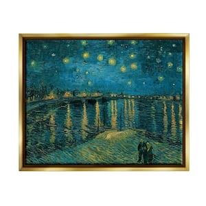 Starry Night Over the Rhone Van Gogh Painting" by Vincent Van Gogh Floater Frame Nature Wall Art Print 25 in. x 31 in.
