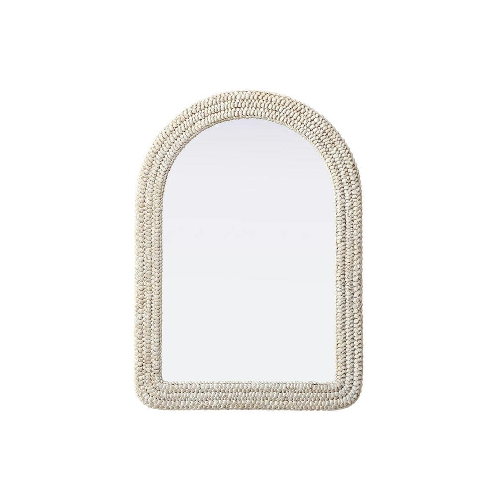 Timeless Home Linen White 30 in. W x 42 in. H Cornhusk Wall Mirror