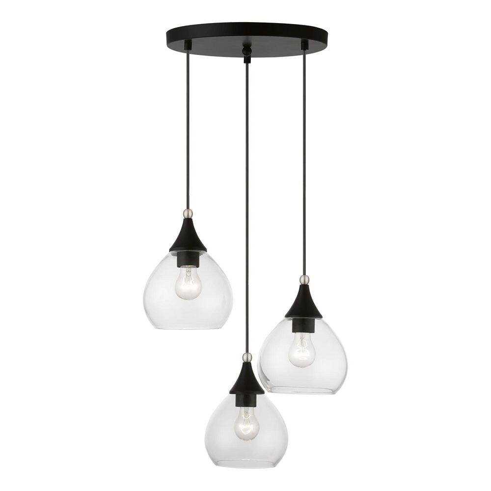 Parkhurst 3-Light Black Cluster Pendant with Brushed Nickel Accents and Clear Glass price history on PriceWatchPro
